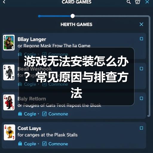 游戏无法安装怎么办？常见原因与排查方法